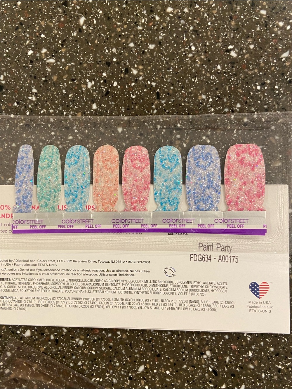 Color Street Paint Party Glitter Nail Strips - Pink, Aqua, Blue, Green, Orange